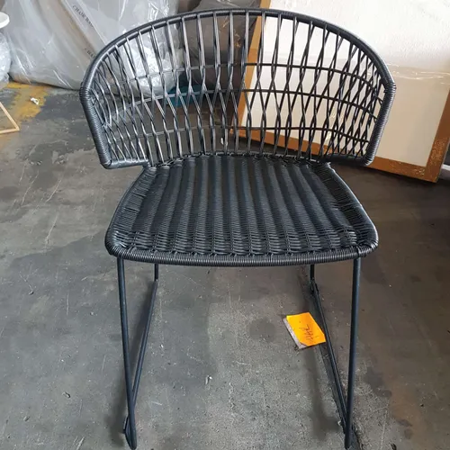 OD DC 7008 - Outdoor - Dining Chair - Black Wire Look Wrapped Steel Curve Back 