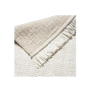 RG 0050 - Ivory Woven Wool & Cotton Extra Large Rug with Tassels
