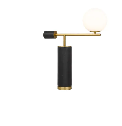 LP 0073 - Desk Lamp - Brass & Black with Round Marble