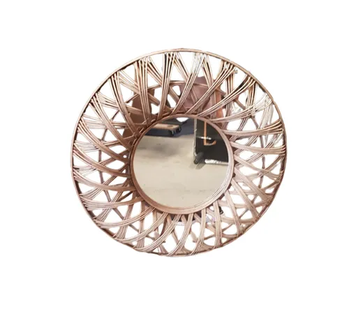 AW 7177 - Mirror - Round with Rattan Frame - Medium