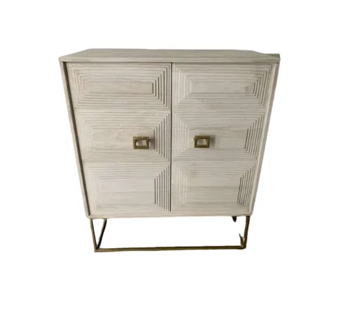 BF 9039 - Annie Series White Timber Cabinet with Tiered Square Door Pattern - Luxe Range