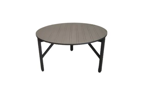 DT 0006 - Dining Table - Circular Black Timber with Tri-leg Angular Base