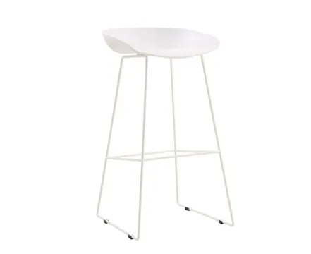 STL 4106 - Counter Stool - White Polypropylene Seat with White Metal Frame 