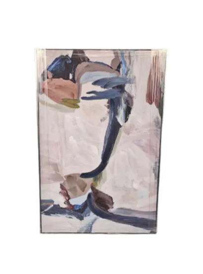 AW 0362 - Artwork - Medium - Bright Colours Brush Strokes Floral Effect Canvas in Black Frame