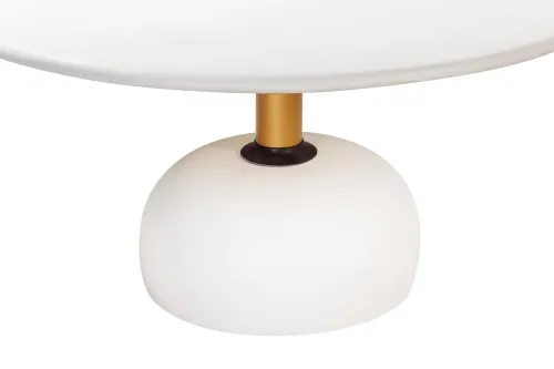 DT 0028 - Dining Table - Ivory & Gold Concrete Sculptured Pedestal Base