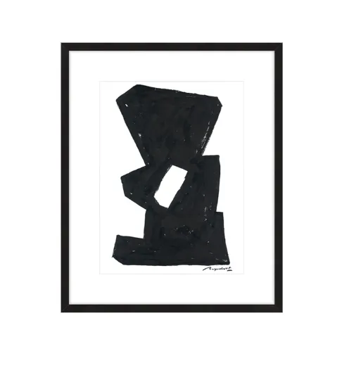 AW 0463A - Artwork - Medium - Abstract Charcoal in Black Frame