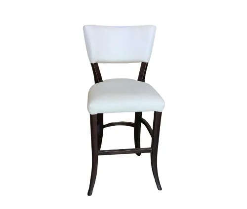 STL 7046 - Counter Stool - Ivory Fabric Seat & Back Rest with Dark Timber Frame