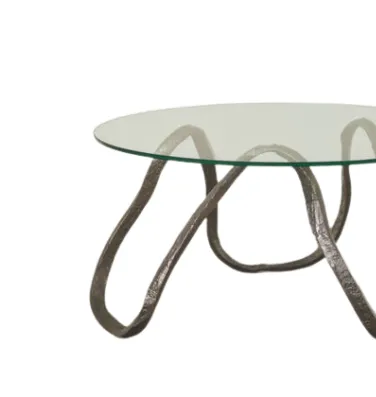CT 1040 - Coffee Table - Round Glass Top on Sculptured Metal Legs