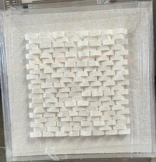 AW 8187 - Geometric Textured Brick Wall  Encased in Small Glass Artwork 