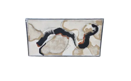 AW 1927 - Artwork - Extra Large - Textured Abstract Canvas in Cream, Black & Clay