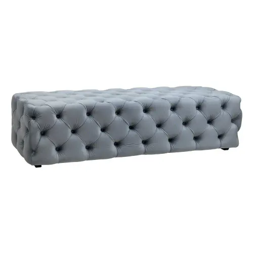 OTT 6189 - Ottoman - Grey Velvet Buttoned Bed Bench