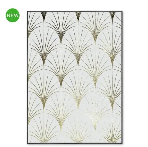 AW 0230 - Artwork - Extra Large - Gold Ferns with White Canvas