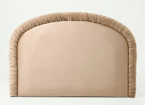 BH 0013 - Bedhead - Queen - Adairs Vienna Mushroom Velvet Ruched 