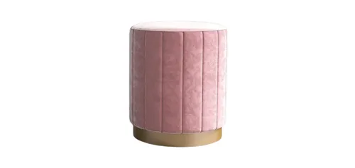OTT 0002 - Ottoman - Blush Pink Velvet with Gold Base (Small Circular)