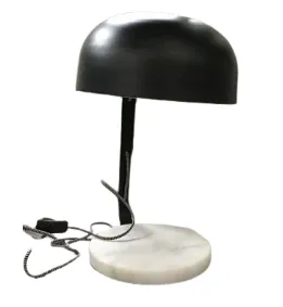 LP 0599 - Desk Lamp - White Marble Base with Black Stem & Dome Shade