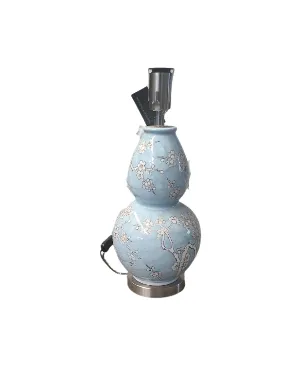 LP 0141 - Table Lamp - Sparrow Egg Blue with Floral Pattern