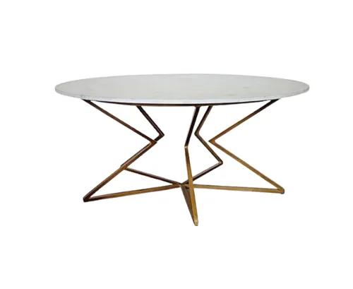 CT 0018 - Coffee Table - Shayna White Marble Top on Gold Geometric Star Base
