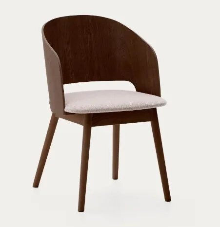 DC 0023 - Dining Chair - Senoa Beige with Wenge Wood and Veneer Finish