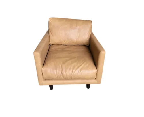 OC 6053 - Caramel Leather Occasional Arm Chair with Walnut Legs