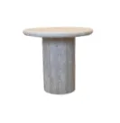 ST 0130 - Side Table - Travertine Round Top & Cylindric Base in Beige & Cream