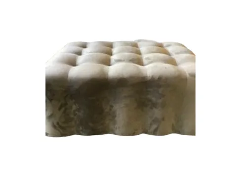 OTT 6500 - Ottoman - Fawn Velvet with Button Tufted Top & Ribbed Sides