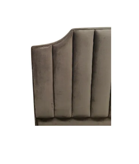BH 8045 - Queen Bedhead - Grey Velvet Panelled with Piped Edges & Winged Top