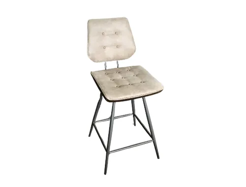 STL 7070 - Counter Stool - Plush Cream Fabric with Brushed Grey Frame