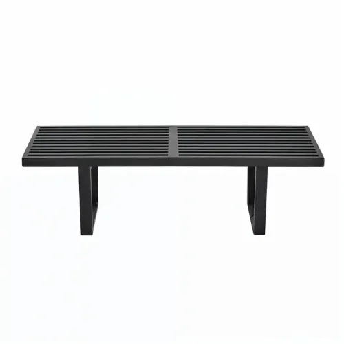 OTT 7098 - Ottoman - Black Slatted Timber Platform Bench - L 120cm H 35cm D47cm