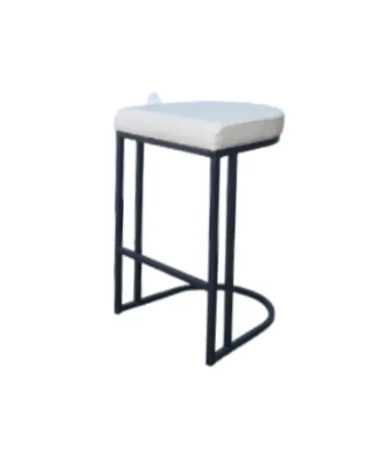 STL 0041 - Counter Stool - Black Metal Frame with Cream Leather Seat