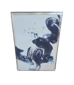 AW 7022 - Artwork - Large - Blue Swirl on Framed White Canvas