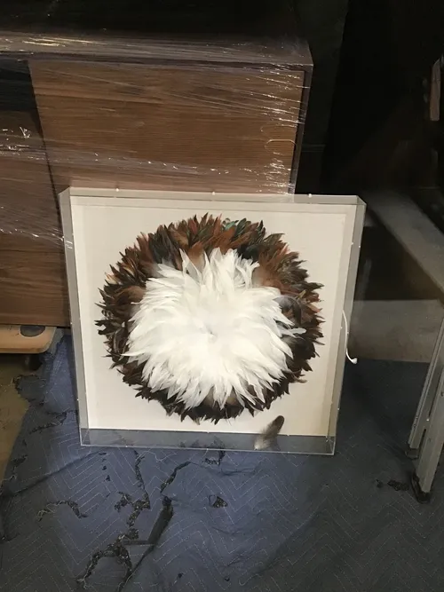 AW 1779 - Encased Native Indian Feather Feature - Small Artwork