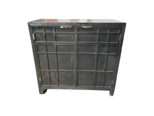 CB 7873 - Black 2 Door Timber Cabinet with Gold Handle Detailing
