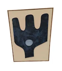 AW 0365 - Blue Cactus on Small Cream Canvas