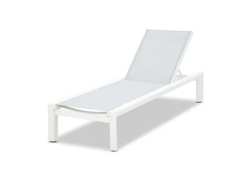 SL 0001 - Outdoor - Sunlounge - White Aluminium Frame with Grey Nylon Fabric