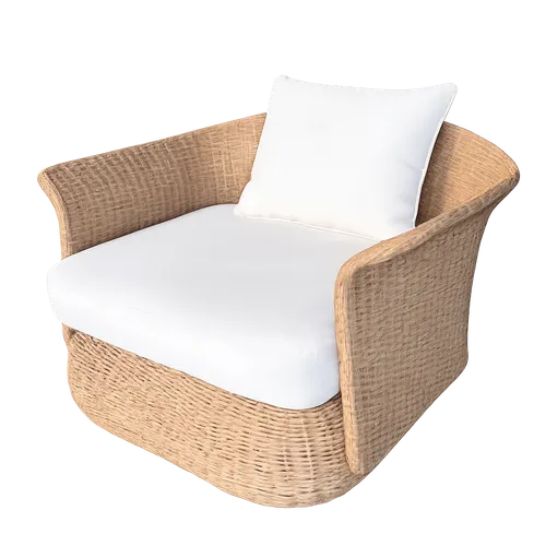 OD AC 6320 - Outdoor - Occasional Chair - Catalina Natural Wicker with Ivory Seat Cushion