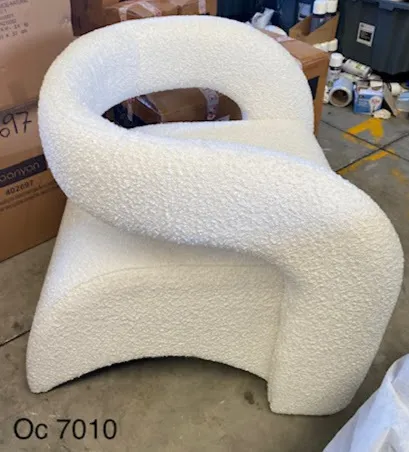 OC 7010 -  Curved Open Back Occasional Chair with White Textured Fabric