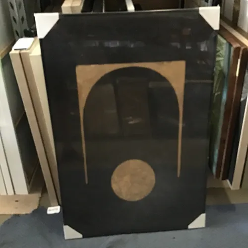 AW 4240 - Artwork - Large - Golden Arch with Gold Ball & Dark Background with Black Frame 