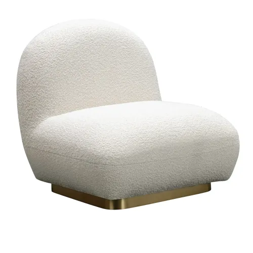 OC 0039 - Occasional Chair - White Boucle with Gold Frame
