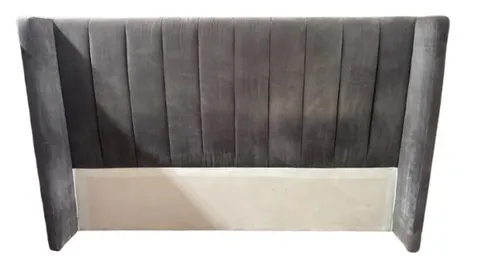 BH 0010 - King Bedhead - Grey Velvet Vertical Panels Winged 
