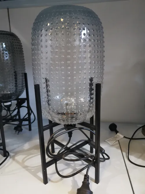 LP 5005 - Table Lamp - Smokey Glass Jar on Black Metal Cross Base