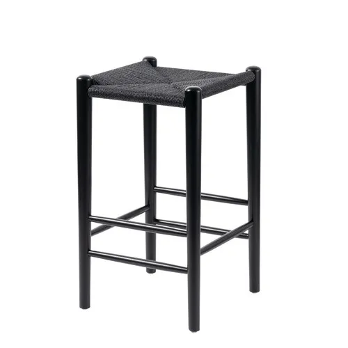 STL 0040 - Counter Stool - Black Beachwood Frame with Charcoal Rope Seat