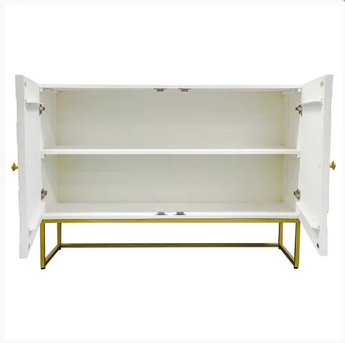 BF 0007 - Buffet - White Wash Timber with Inset Ribbed Panelling & Brass Handles