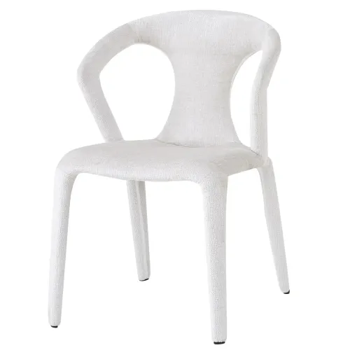 DC 0094 - Luxury Soft Beige Fabric Upholstered Dining Chair with Cut-Outs 