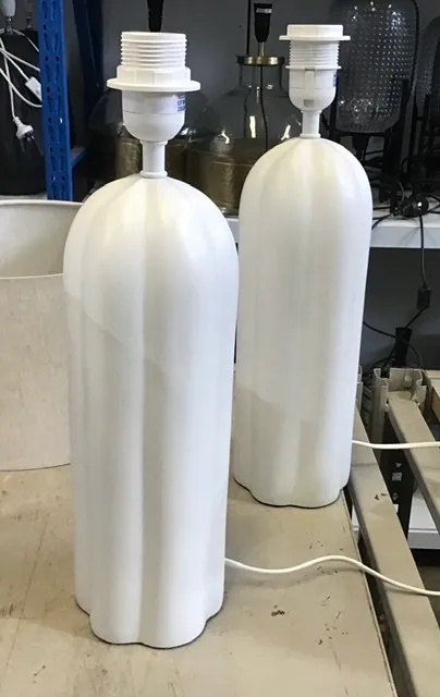 LP 3108 - Table Lamp - White Cylindric Ribbed