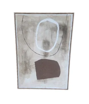 AW 0090 - Artwork - Large - Abstract Textured Beige, Black & White Canvas