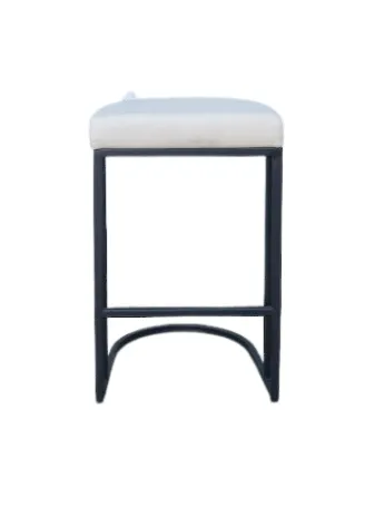 STL 0041 - Counter Stool - Black Metal Frame with Cream Leather Seat