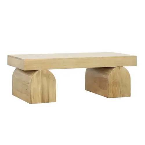 CT 0085 - Coffee Table - Wooden Rectangular Top with Arch Legs
