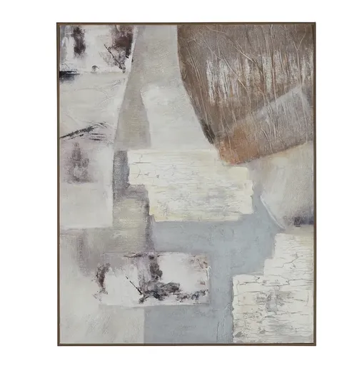 AW 0071 - Abstract Oil Painted Canvas in Medium Ash Frame 