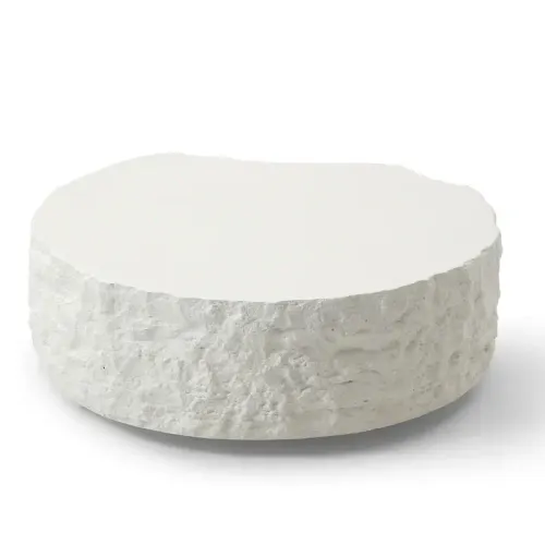 CT 0096 - Coffee Table - Round Textured Fibreglass in Ivory White