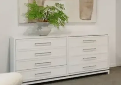 BF 0115 - Timber White Gloss Buffet with Silver Handle Detailing